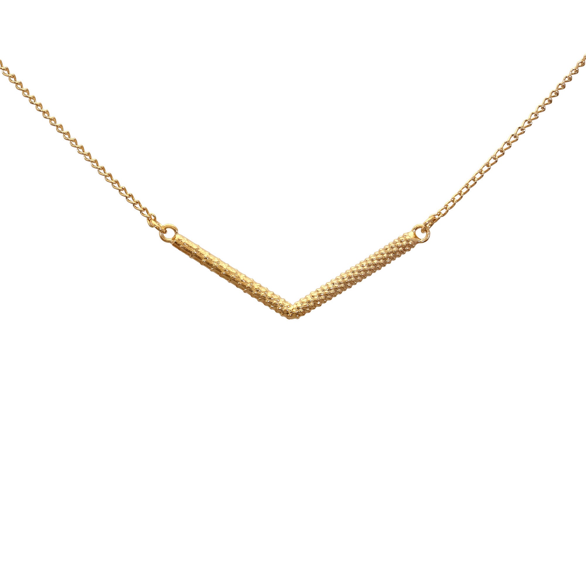 Shallow v-shaped Lava Fork Pendant in gold