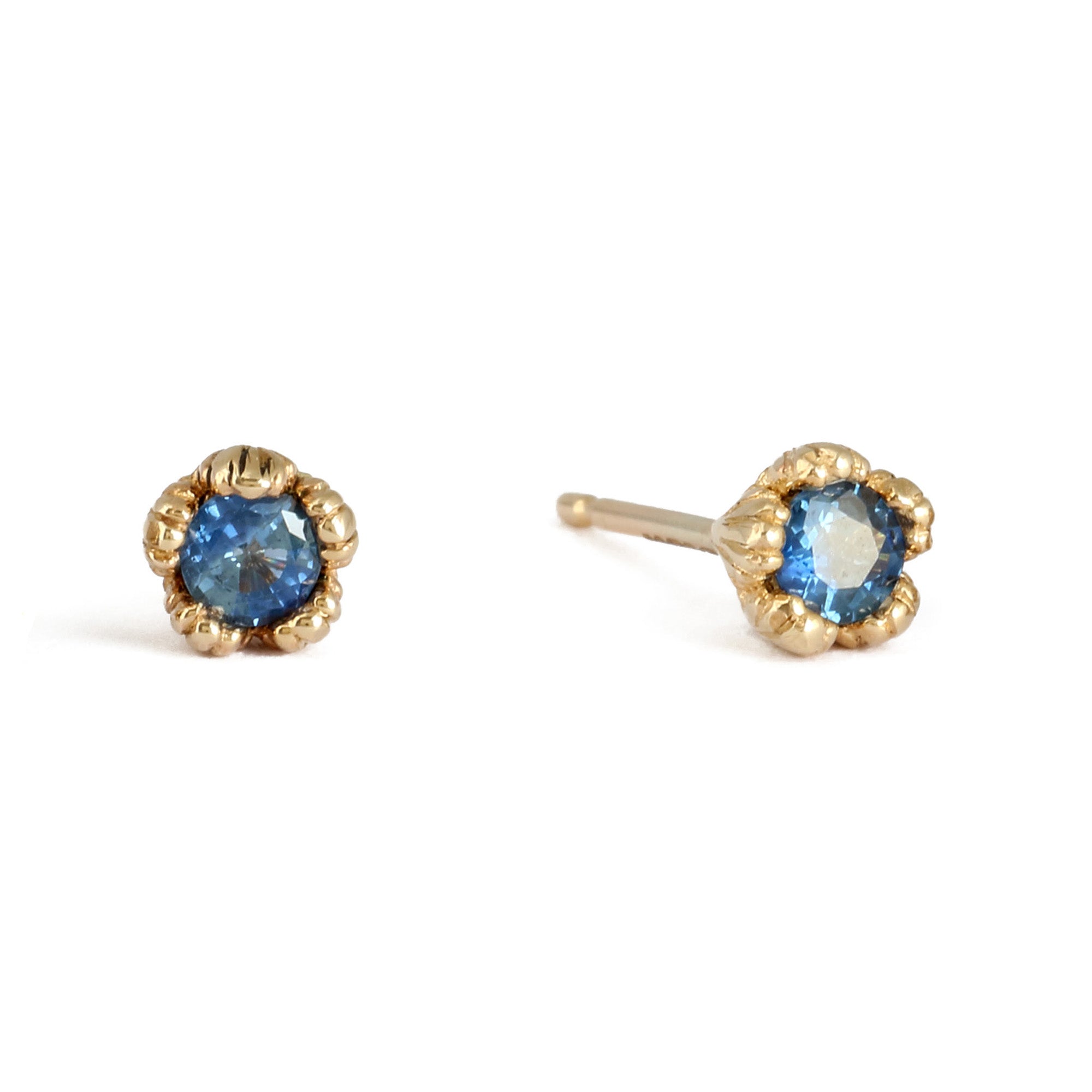 Villa 9ct Yellow Gold and Blue Sapphire Stud Earrings