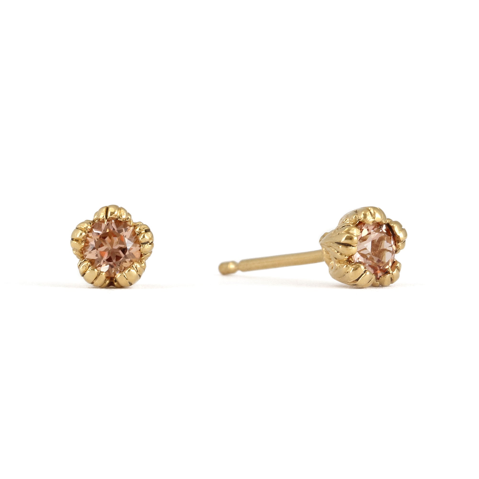 Villa Yellow Gold and Imperial Topaz Stud Earrings
