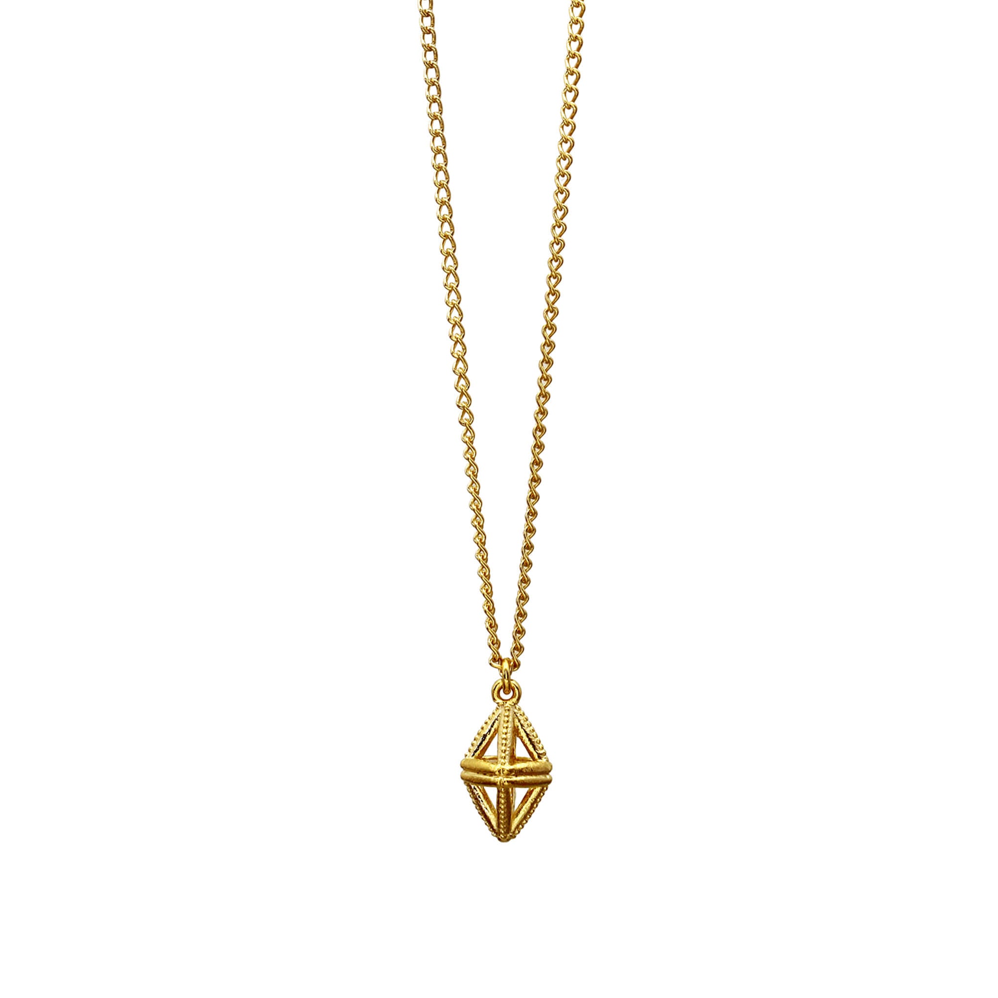 The 8 sided Mysid Charm Pendant Necklace in yellow gold