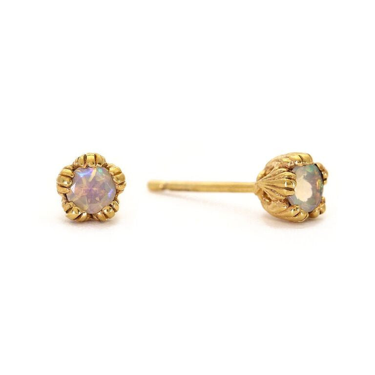 Villa Yellow Gold and Opal Stud Earrings
