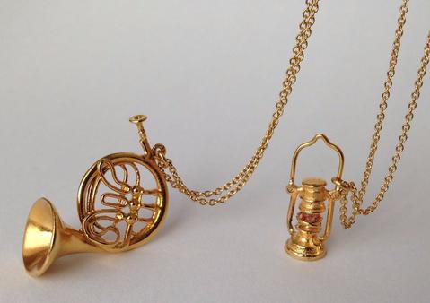 Alex Monroe miniature french horn and lantern