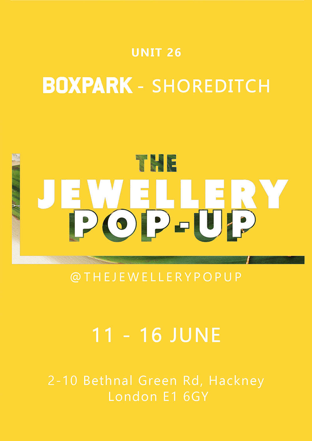 Summer jewellery pop up Boxpark Shoreditch June 2019