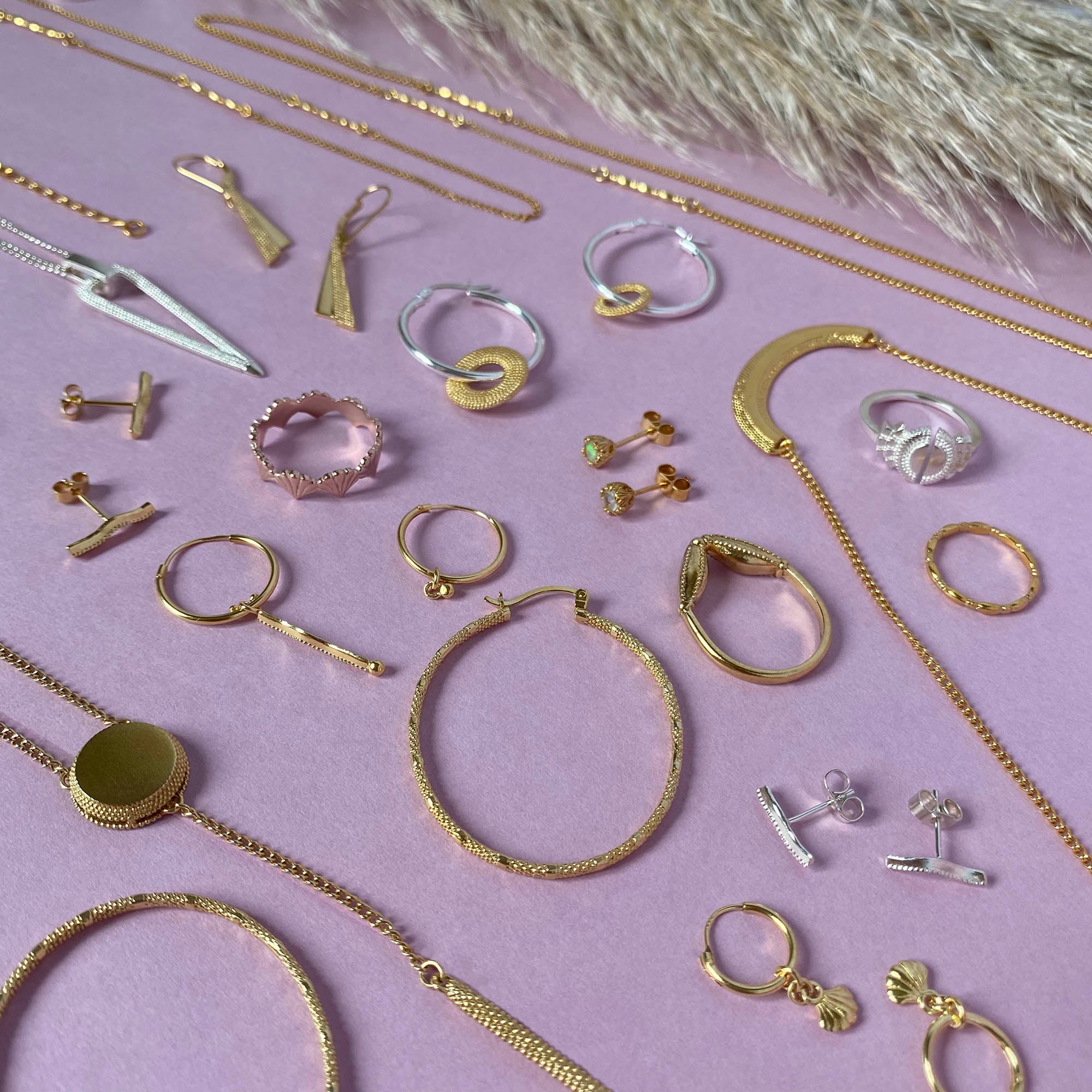 Sample sale jewellery items laid out in display