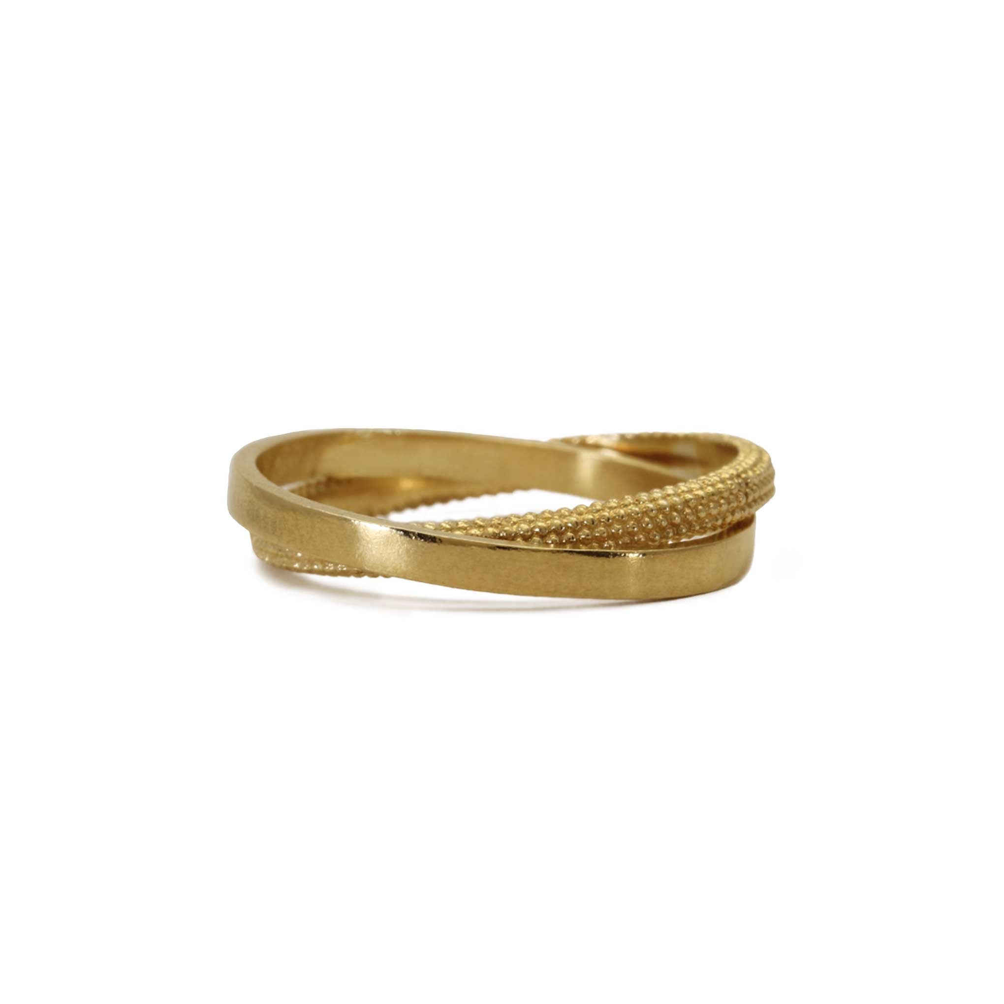 Shield Yellow Gold Crossover Ring