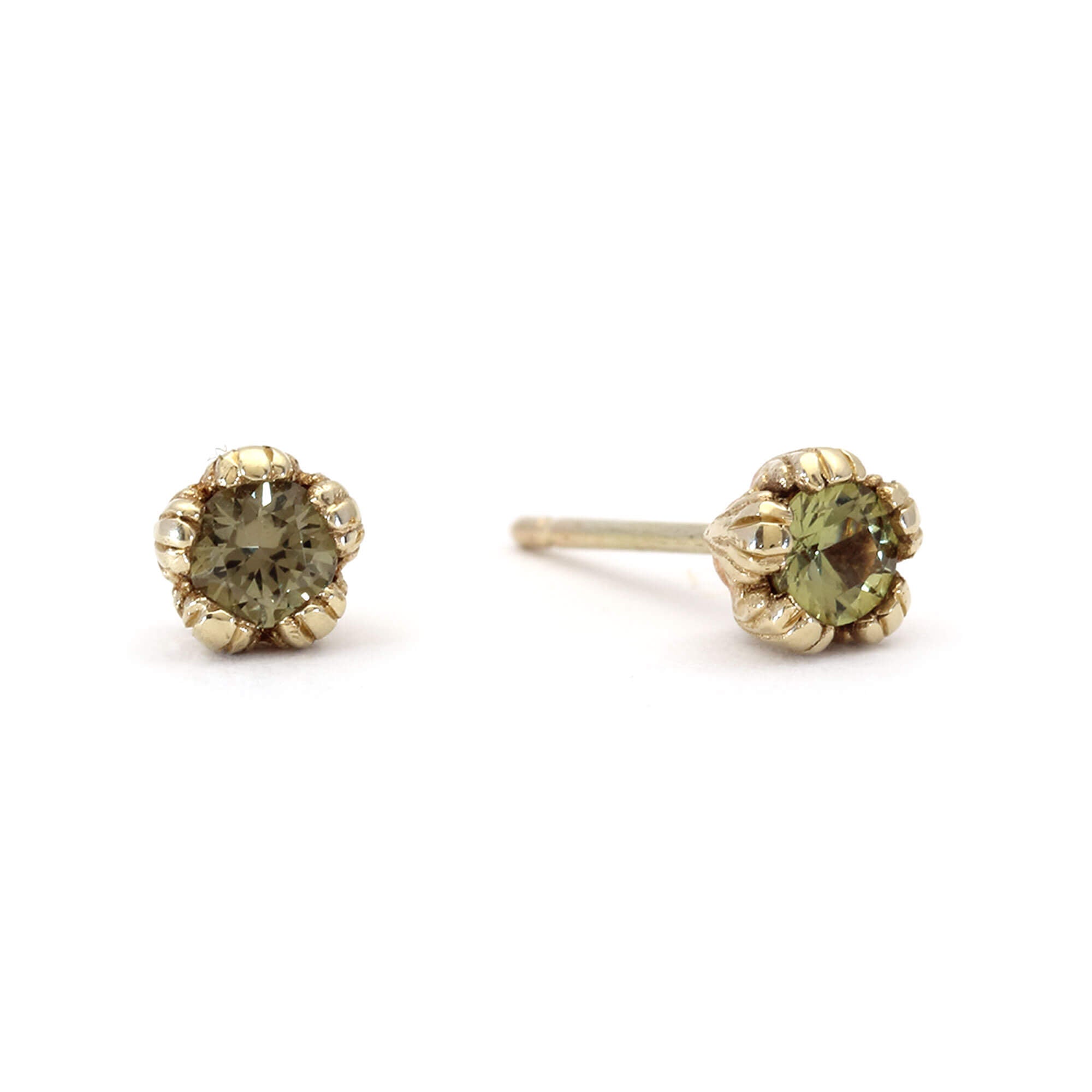 Villa 9ct Yellow Gold and Green Sapphire Stud Earrings