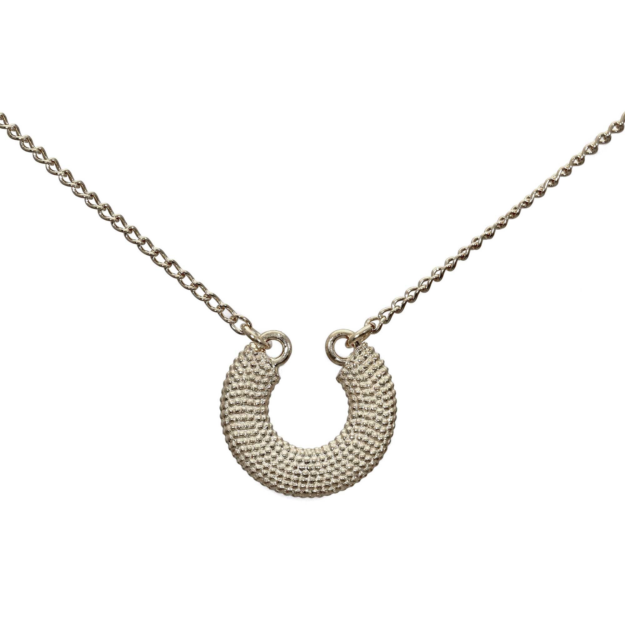 Weol textured sterling silver lucky horseshoe pendant necklace
