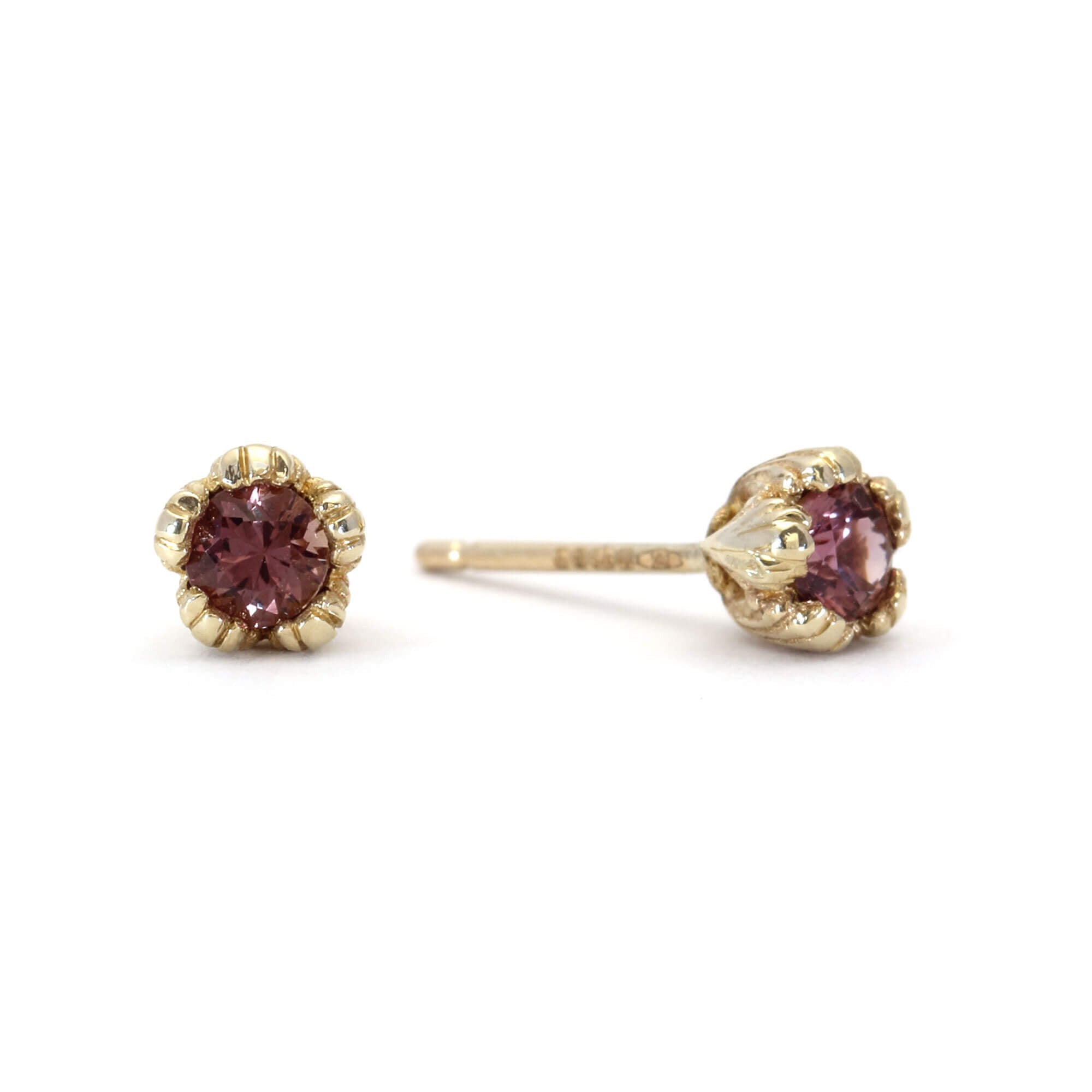 Villa 9ct Yellow Gold and Pink Sapphire Earrings