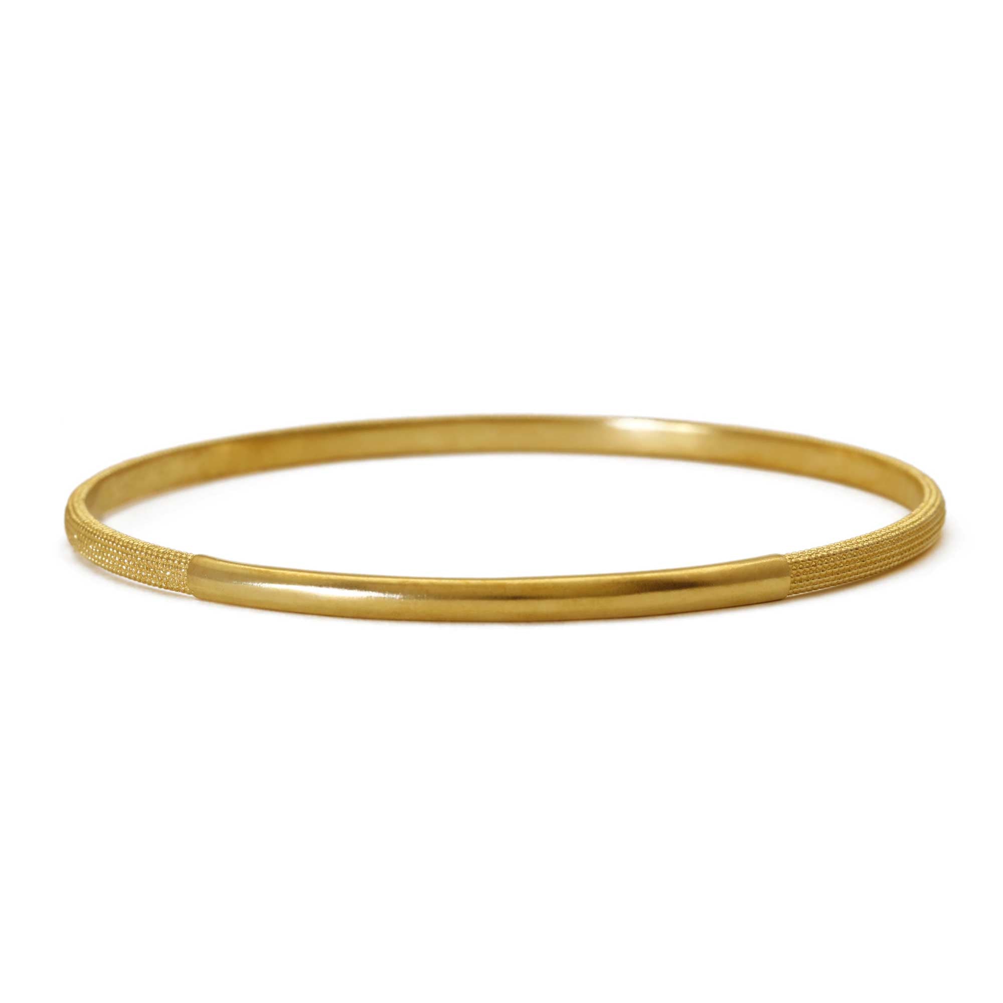 Shield Yellow Gold Textured Oval Bangle