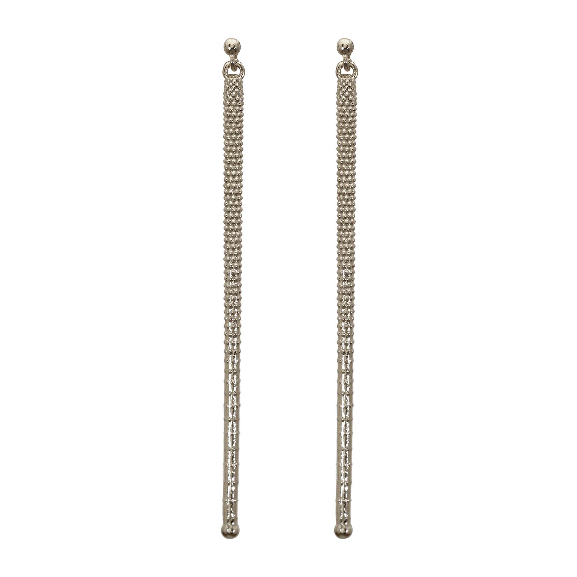 Lava Sterling Silver Linear Drop Earrings with lava texture