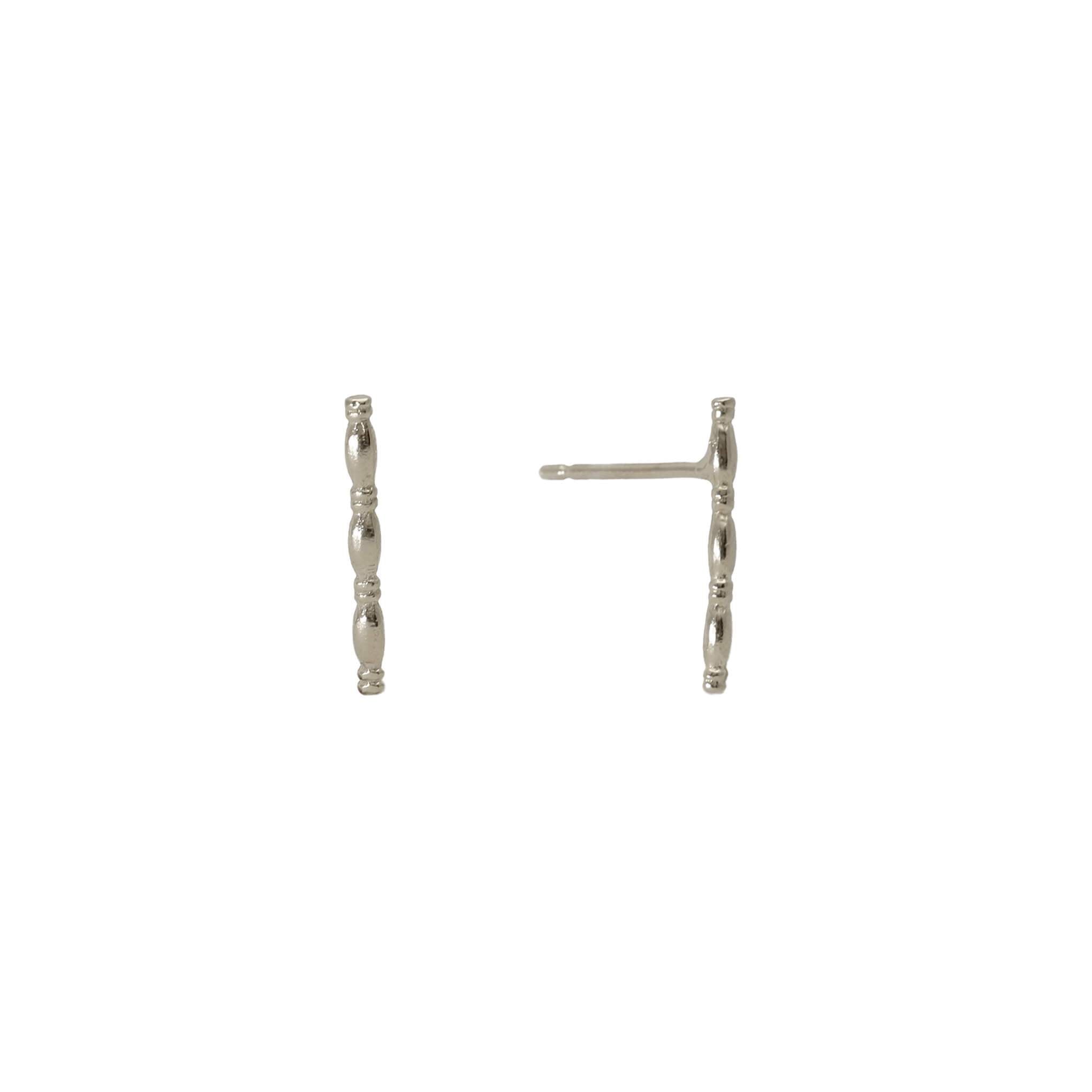 Patterned silver stick stud earrings