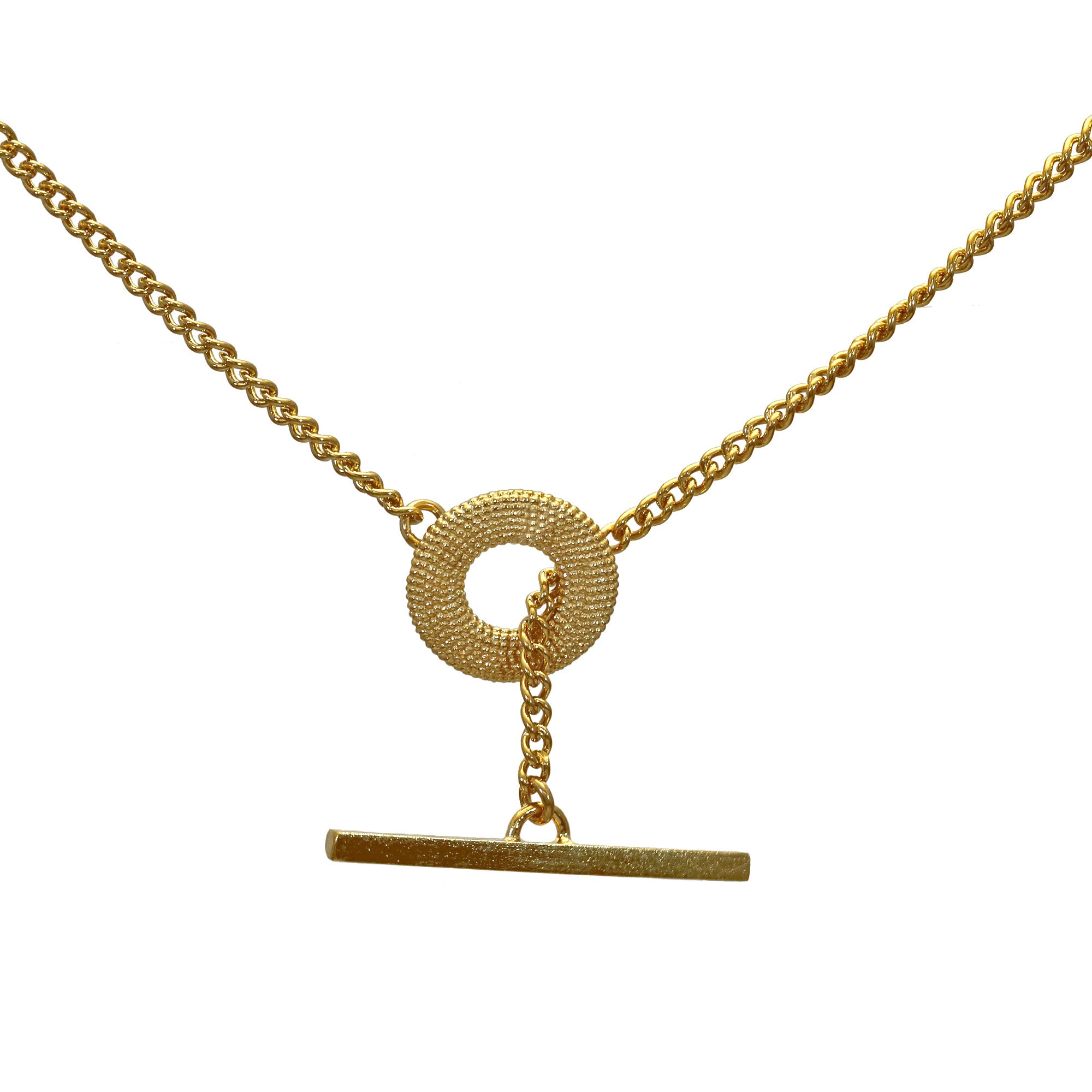Weol yellow gold chunky t bar necklace