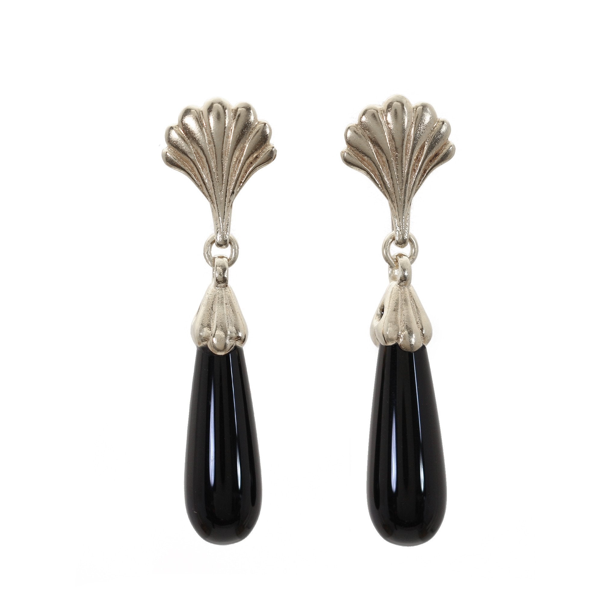 Sterling silver and black onyx drop earrings